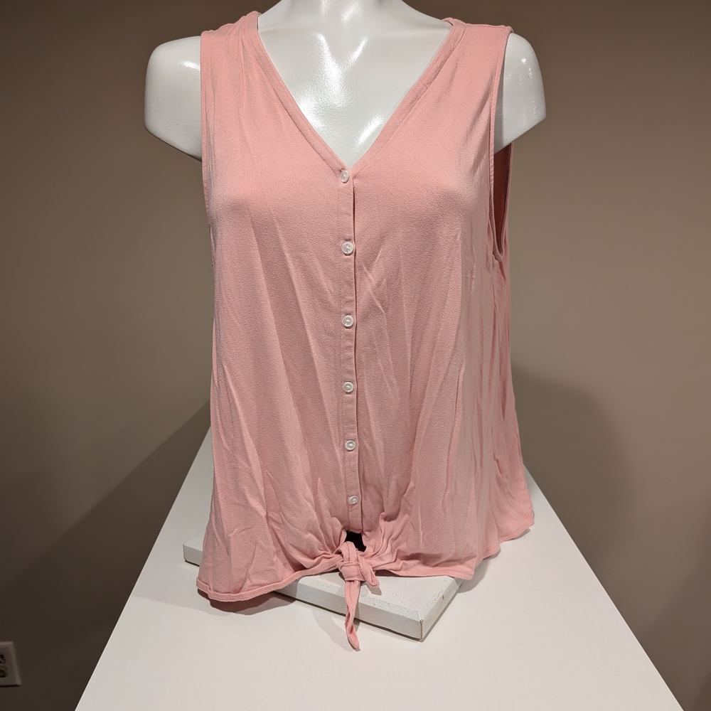 Nine West Light Pink Sleeveless Button-Down Shirt